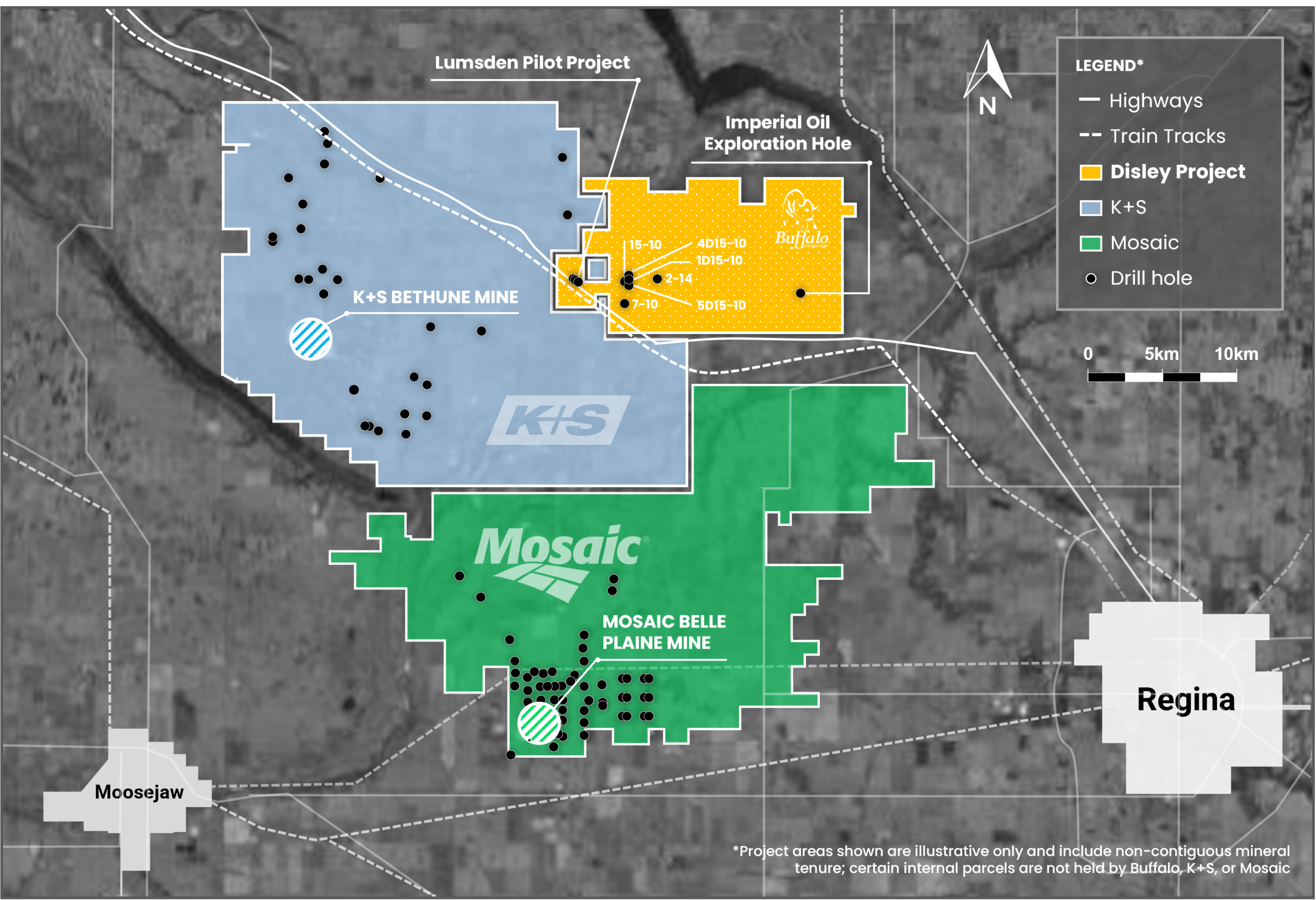 Disley potash property situated amongst major potash solution mines, Saskatchewan
