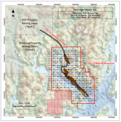 DasVision 3D IP survey plan over the Mustang Zone, River Valley PGM project